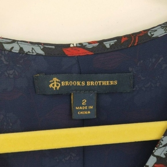 Brooks Brothers V-Neck Floral Print Sleeveless A-Line Dress Red Blue Size 2 - Picture 3 of 8
